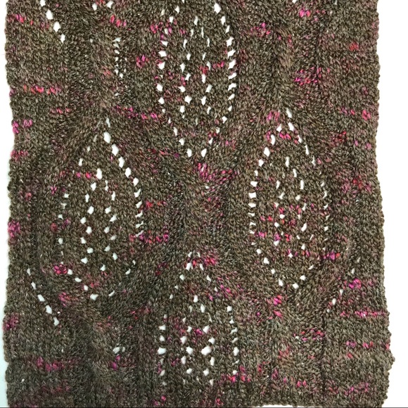 Coldwater Creek Brown & Pink Wool Blend Knitted Scarf - Picture 3 of 5